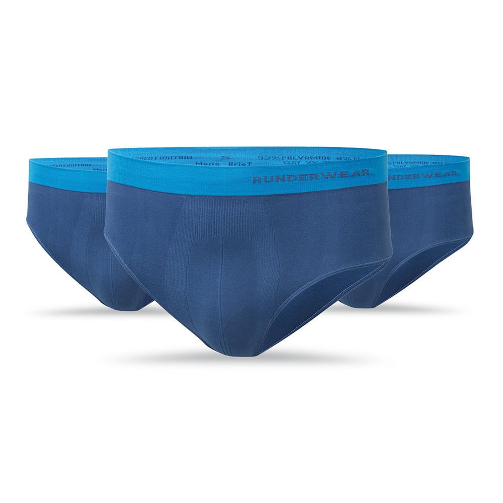 Men's Running Briefs Blue (3 Pack) runderwear™ plusenabled